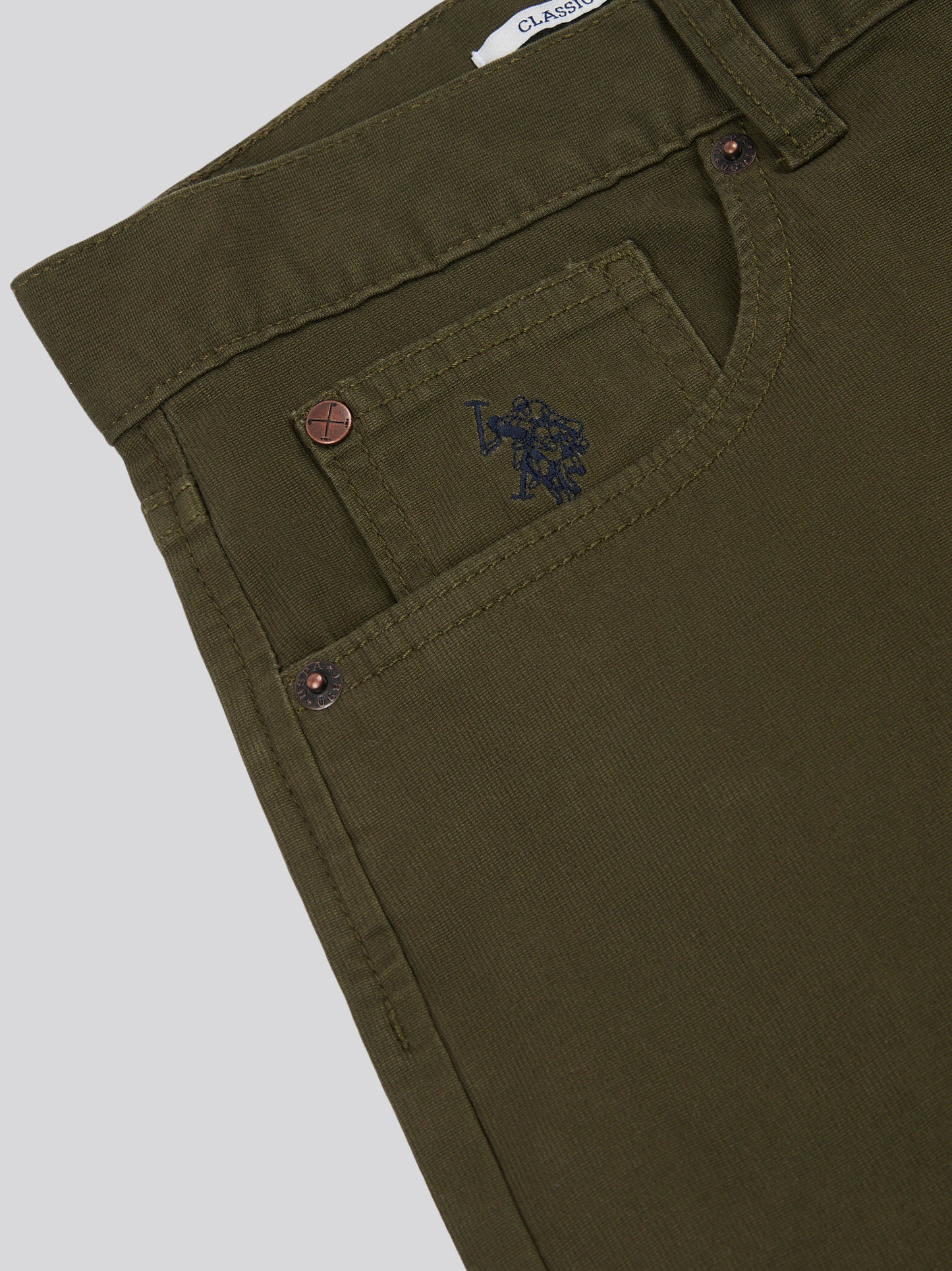 Mens Bedford Cord 5 Pocket Trouser in Forest Night