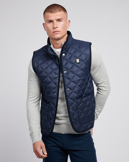 Mens Diamond Quilt Hacking Gilet in Dark Sapphire Navy