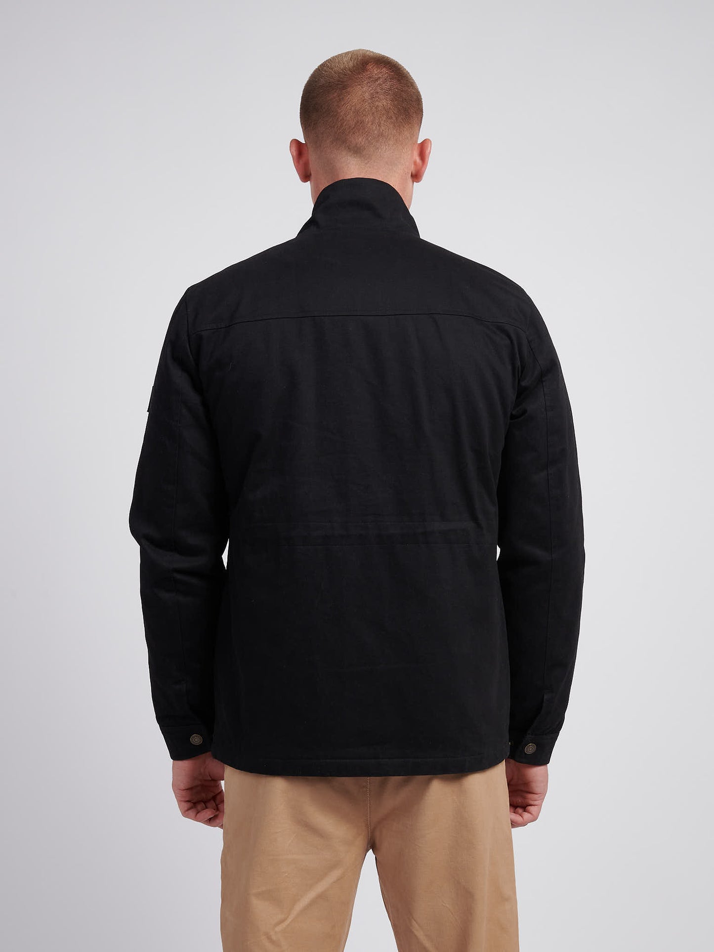Mens Wax Coated Patch Pocket Jacket in Black