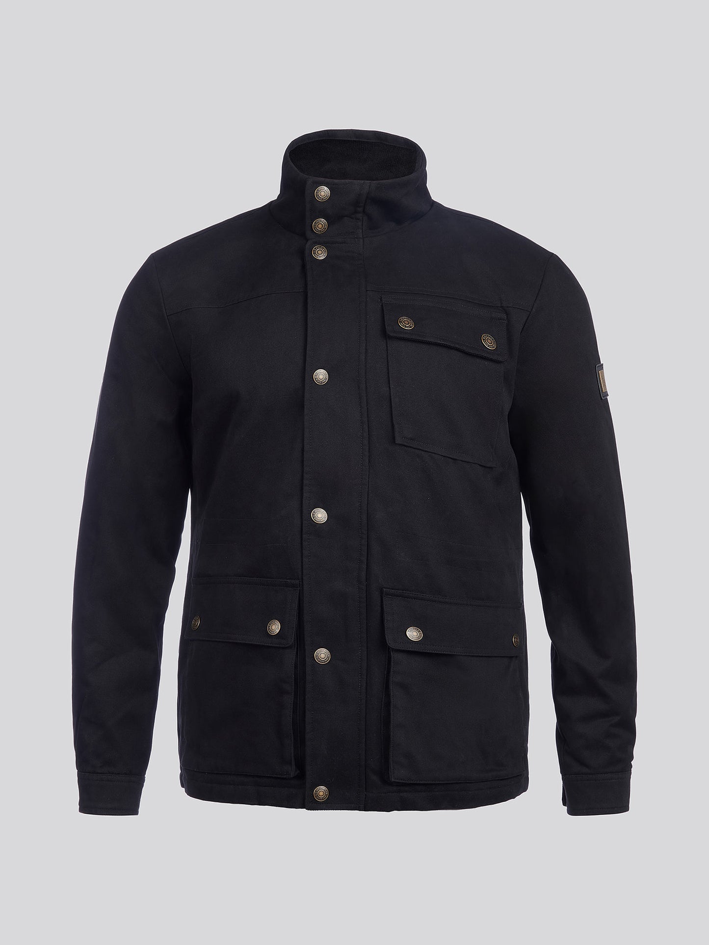 Mens Wax Coated Patch Pocket Jacket in Black