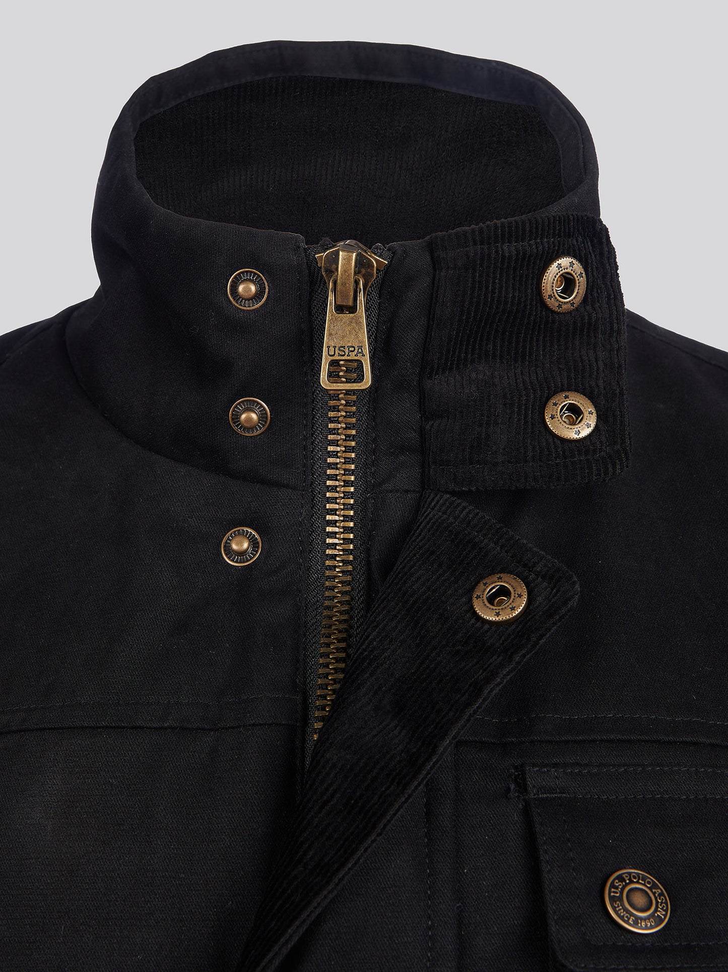 Mens Wax Coated Patch Pocket Jacket in Black