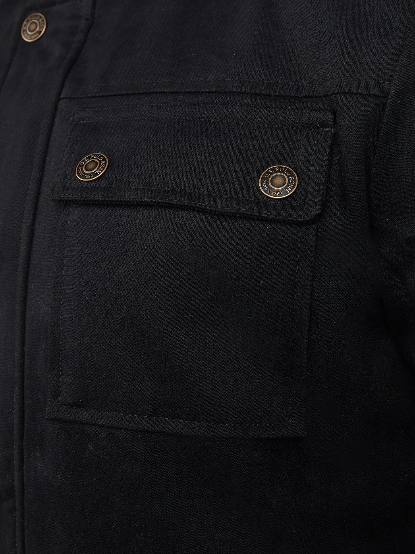 Mens Wax Coated Patch Pocket Jacket in Black