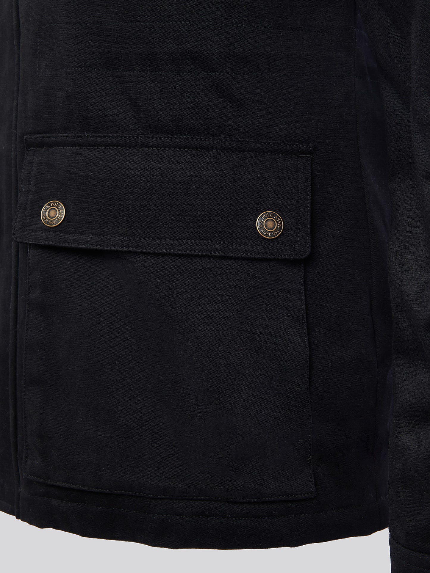Mens Wax Coated Patch Pocket Jacket in Black