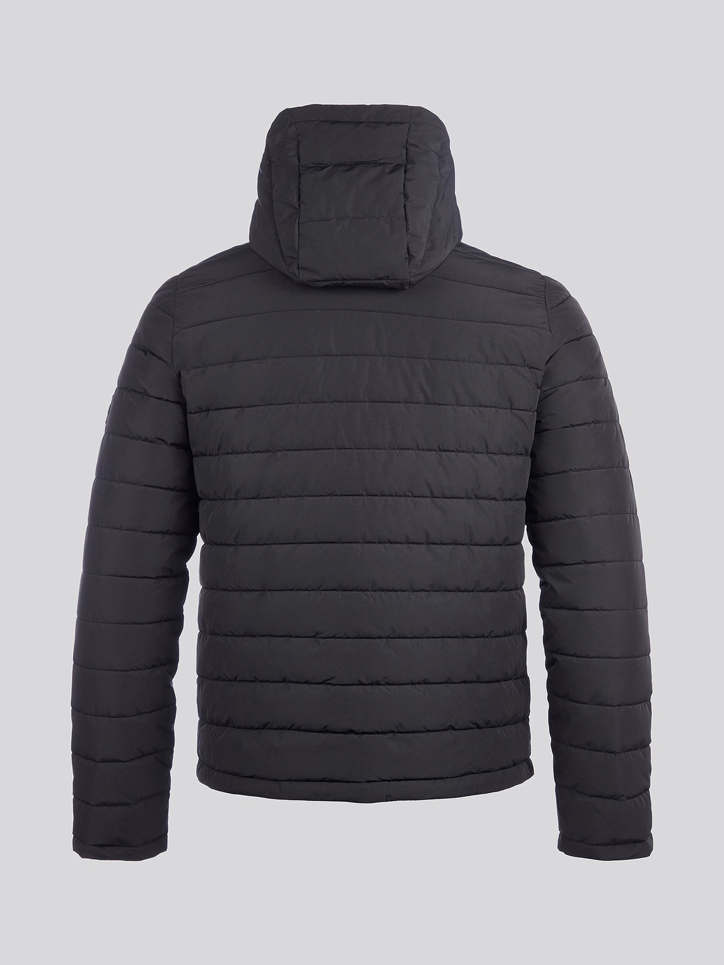 Mens Lightweight Quilt Hooded Puffer Jacket in Black