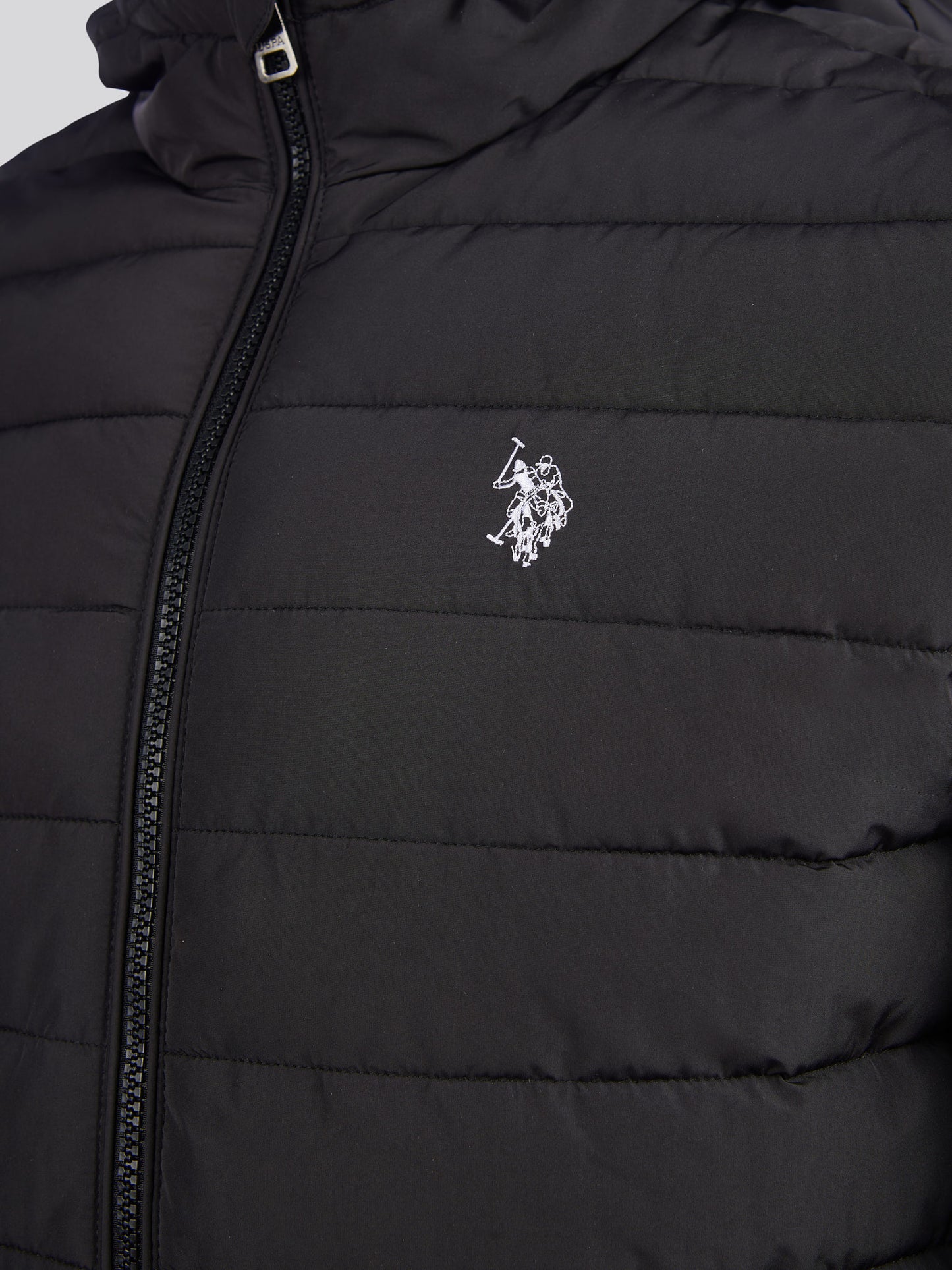 Mens Lightweight Quilt Hooded Puffer Jacket in Black