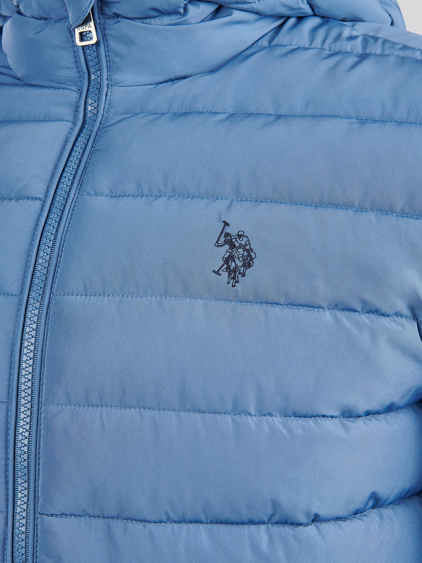 Mens Lightweight Quilt Hooded Puffer Jacket in Blue Horizon