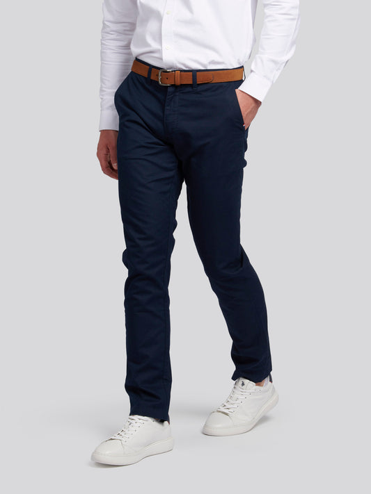 Mens Linen Blend Chino in Dark Sapphire Navy