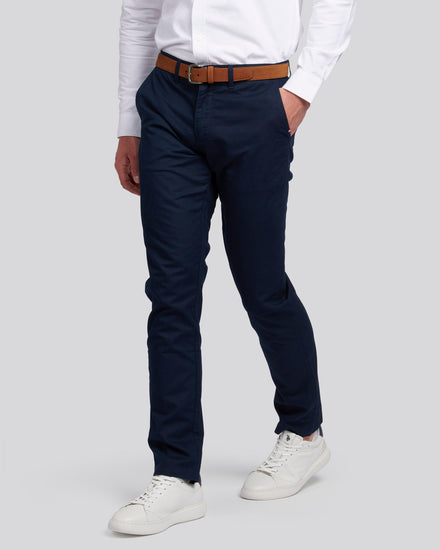 Mens Linen Blend Chino in Dark Sapphire Navy