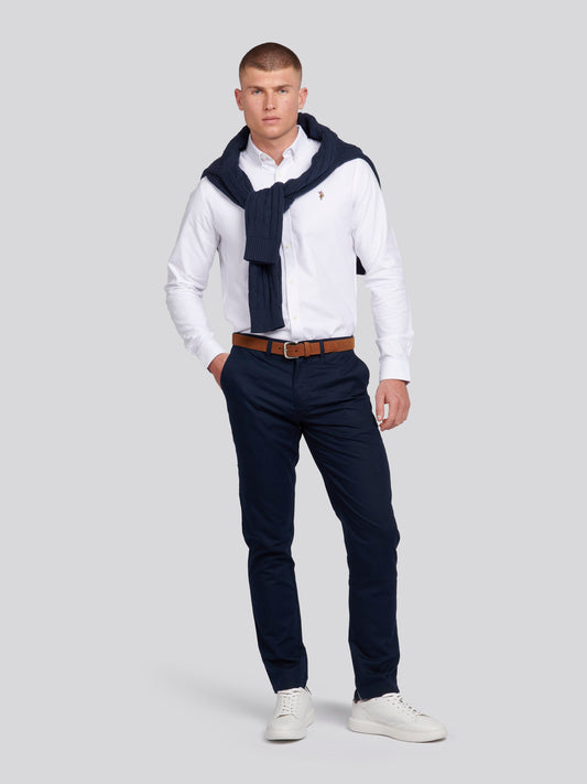 Mens Linen Blend Chino in Dark Sapphire Navy