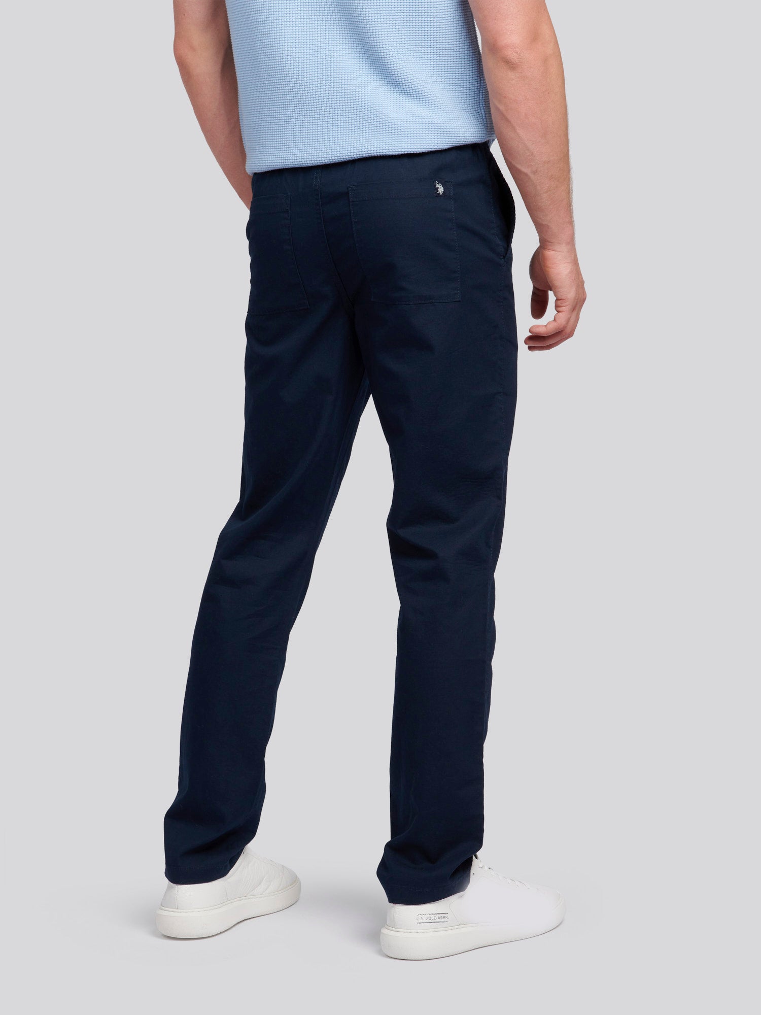 U.S. Polo Assn. Mens Linen Blend Drawstring Trousers in Dark 