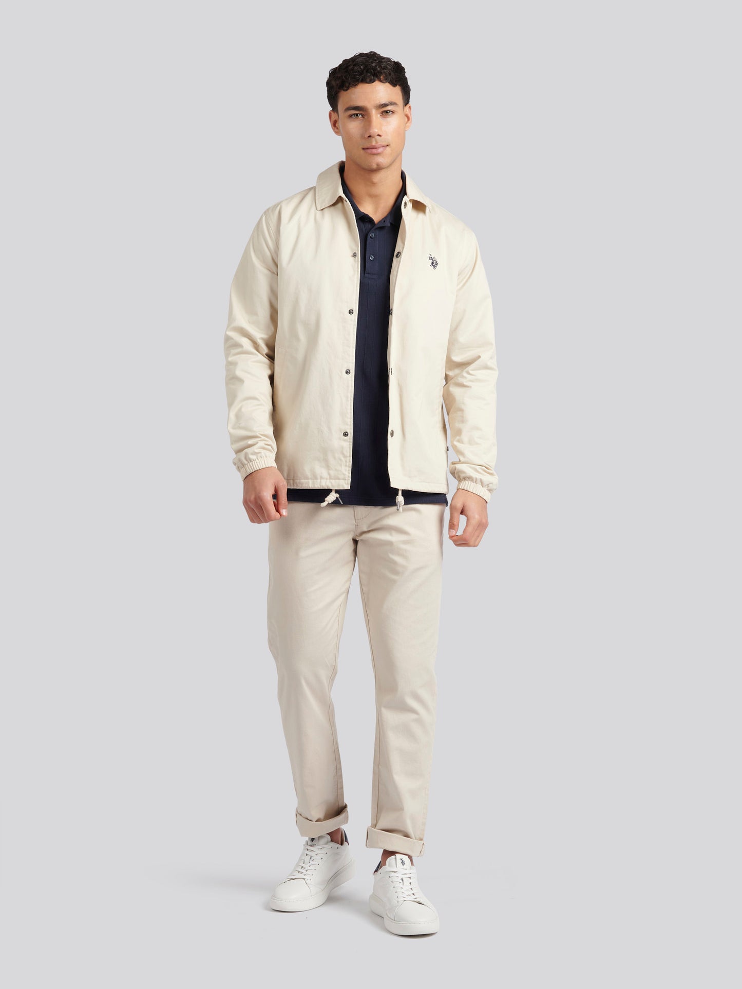 Mens Vertical Texture Polo Shirt in Dark Sapphire Navy / Moonlight Blue DHM