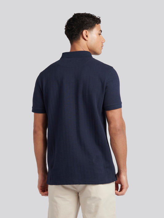 Mens Vertical Texture Polo Shirt in Dark Sapphire Navy / Moonlight Blue DHM