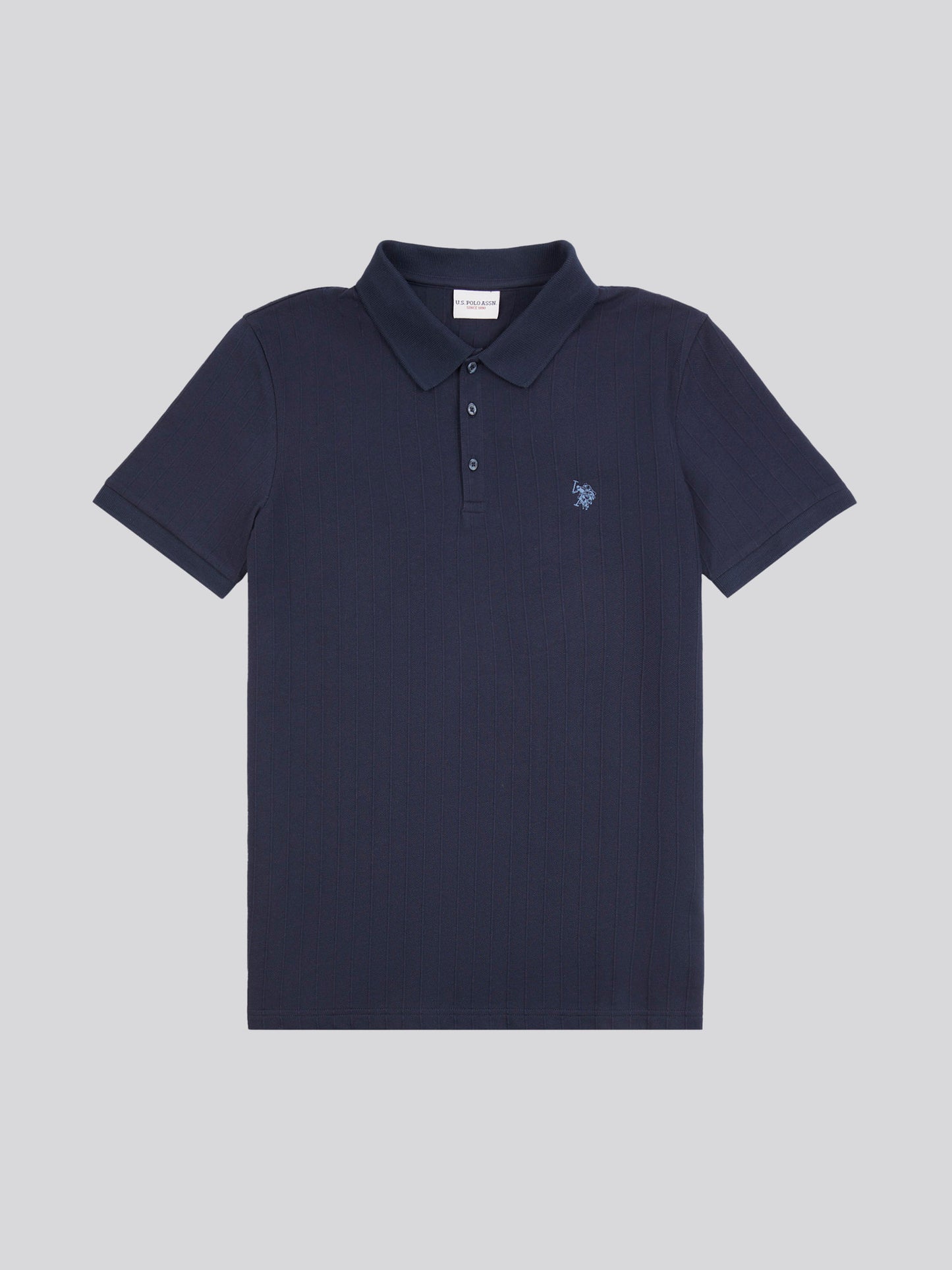 Mens Vertical Texture Polo Shirt in Dark Sapphire Navy / Moonlight Blue DHM