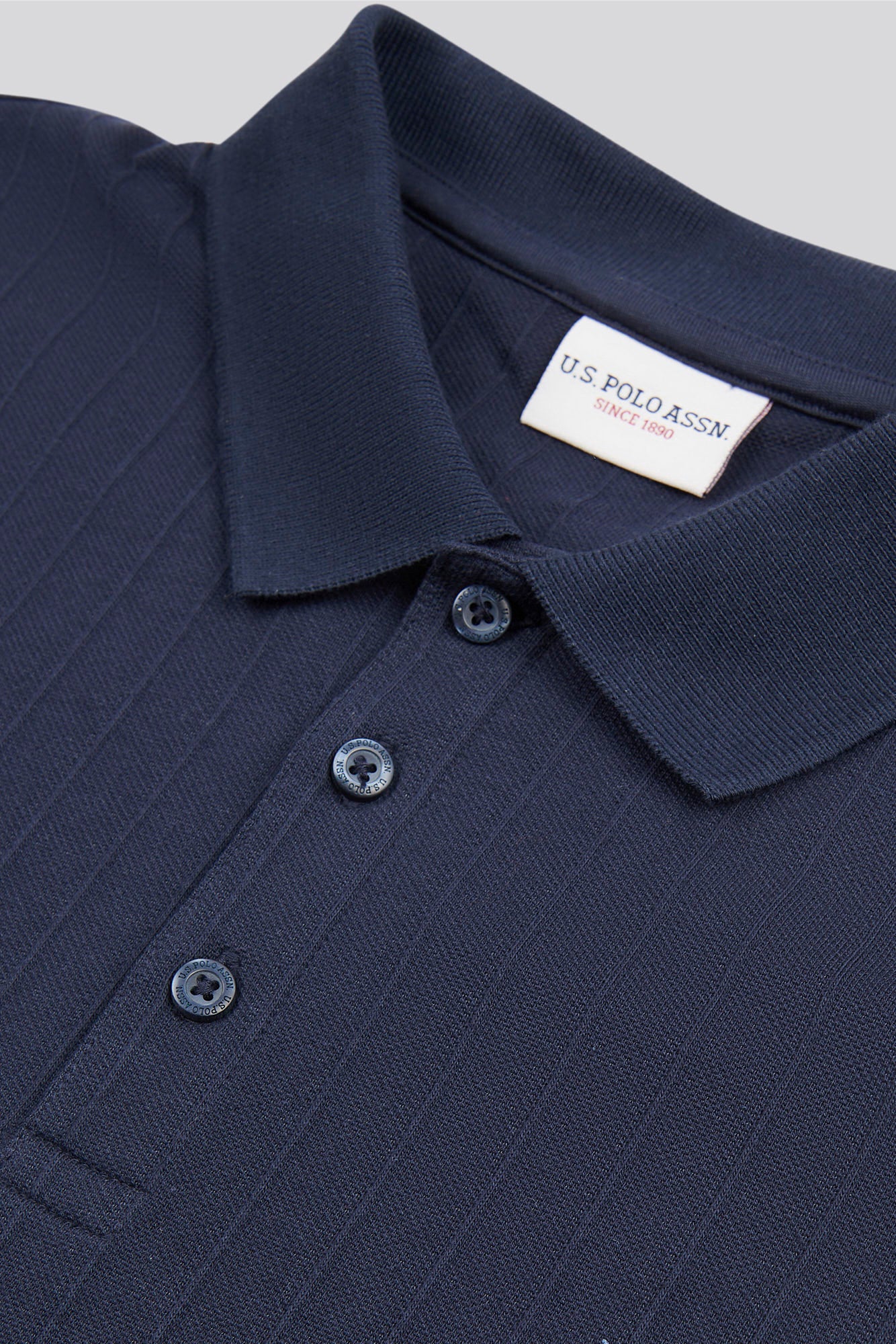 Mens Regular Fit Vertical Texture Polo Shirt in Dark Sapphire Navy / Moonlight Blue DHM