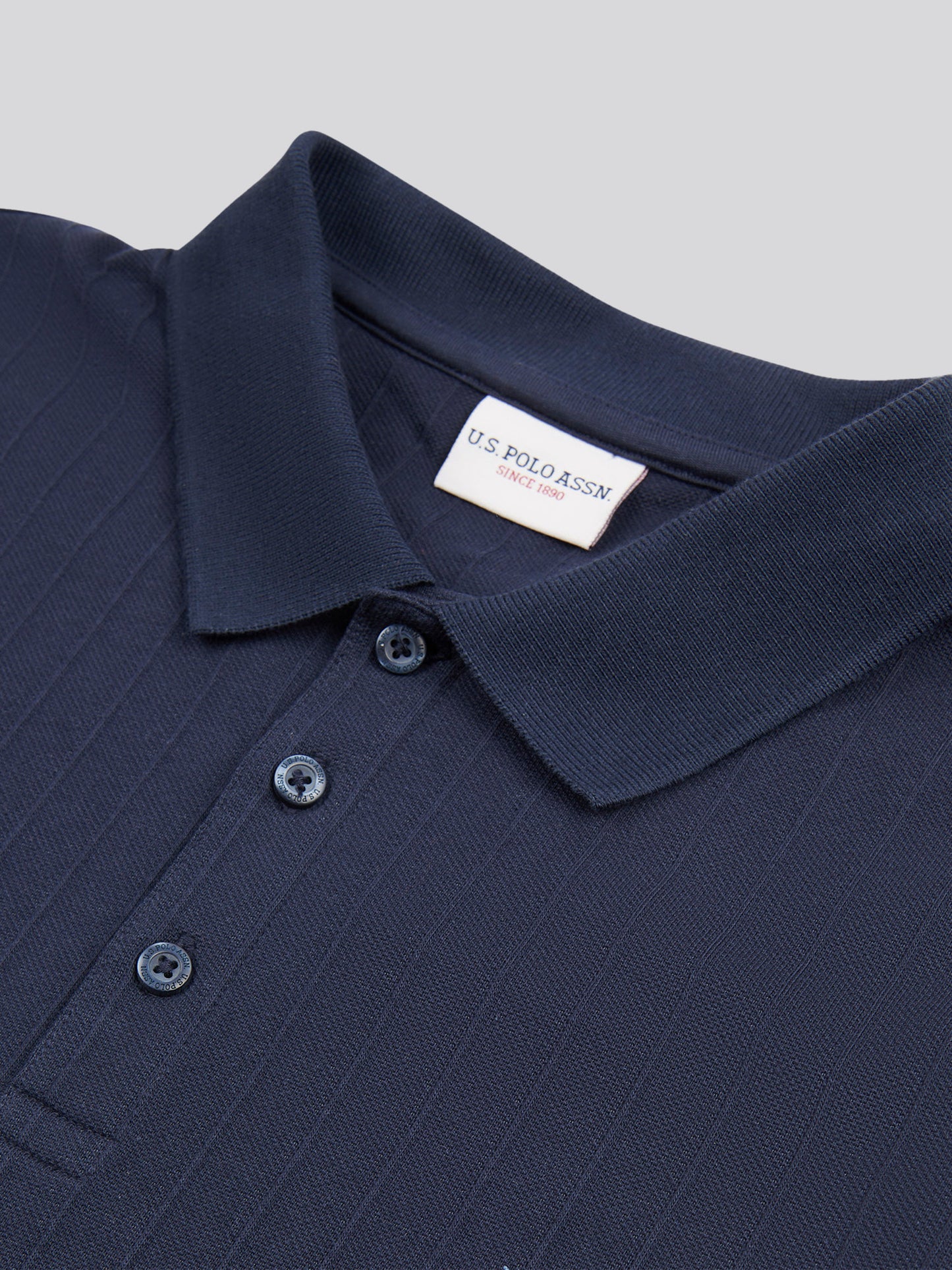Mens Vertical Texture Polo Shirt in Dark Sapphire Navy / Moonlight Blue DHM