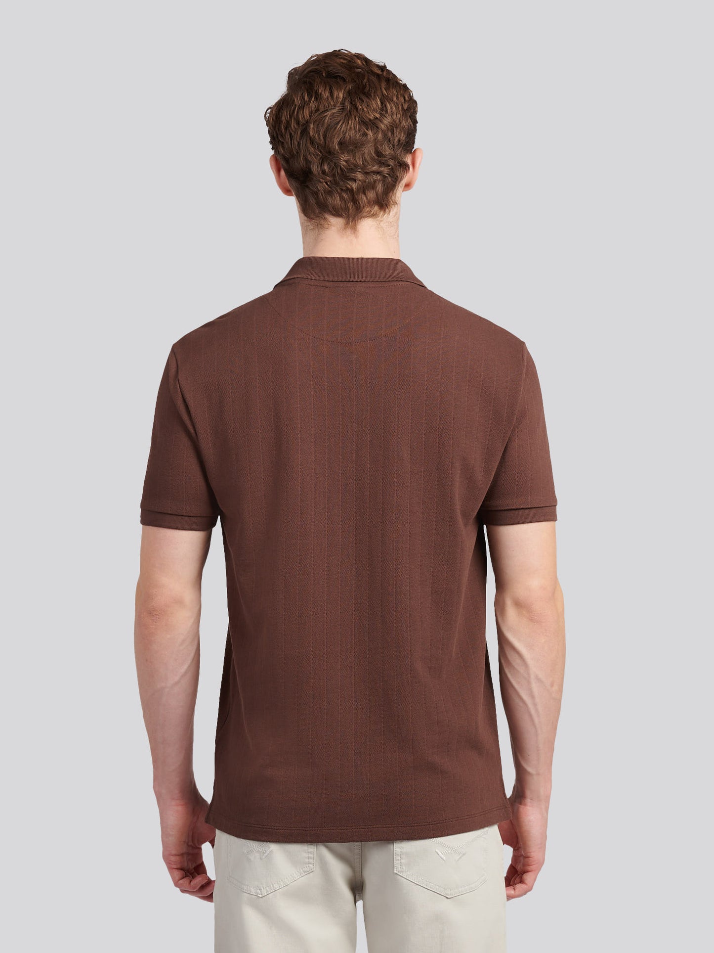 Mens Vertical Texture Polo Shirt in Chocolate Martini