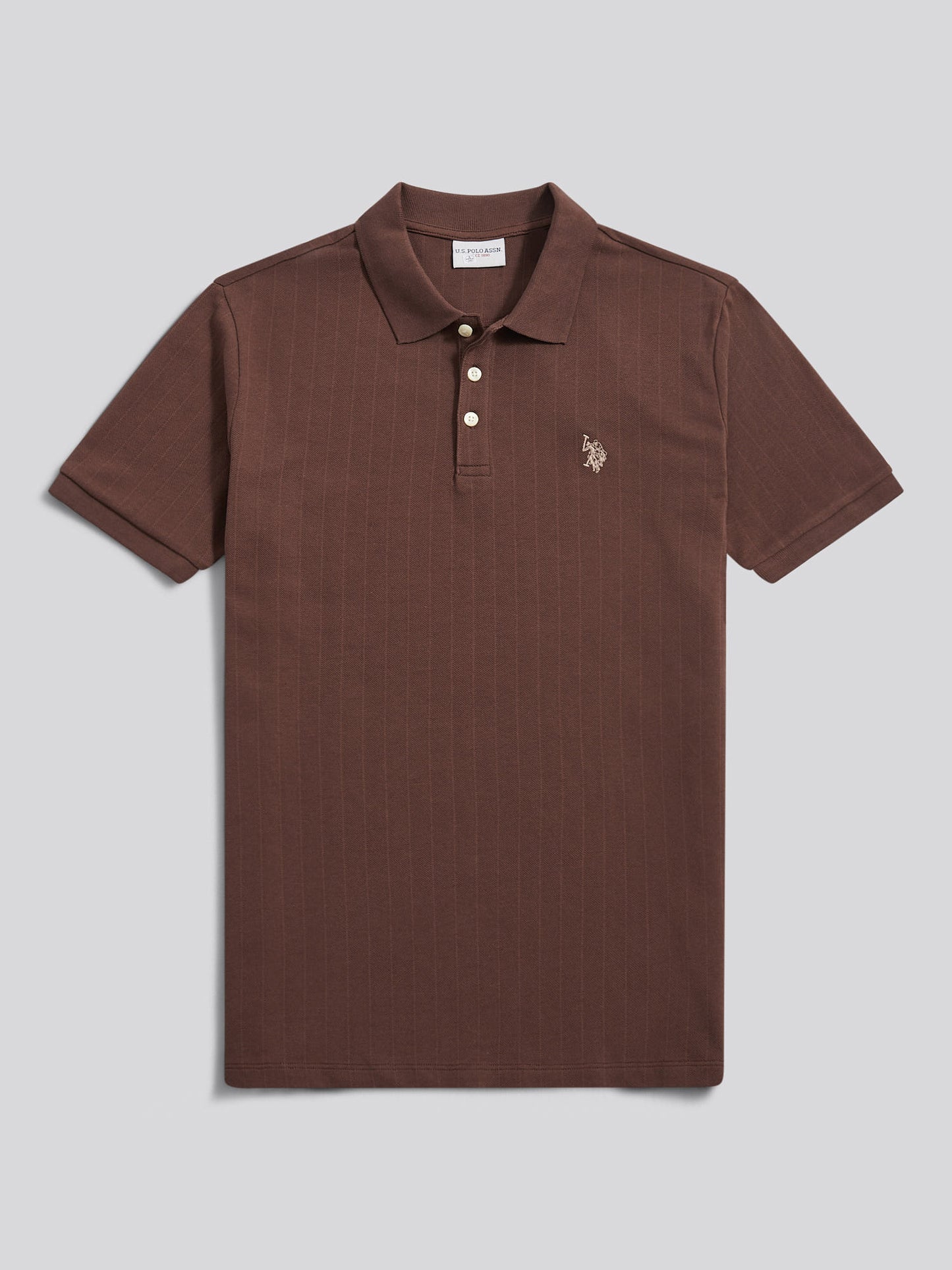 Mens Vertical Texture Polo Shirt in Chocolate Martini