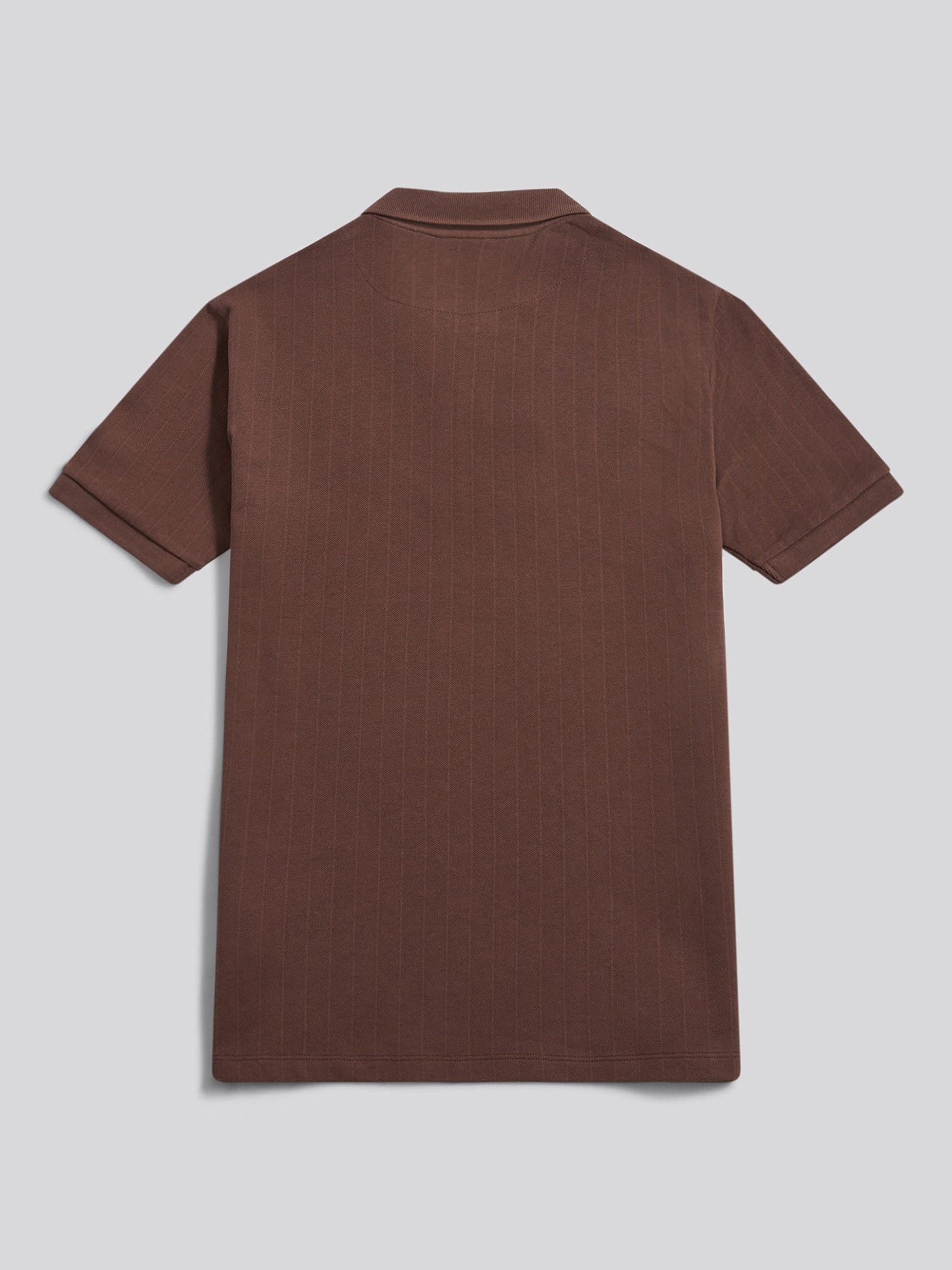 Mens Vertical Texture Polo Shirt in Chocolate Martini