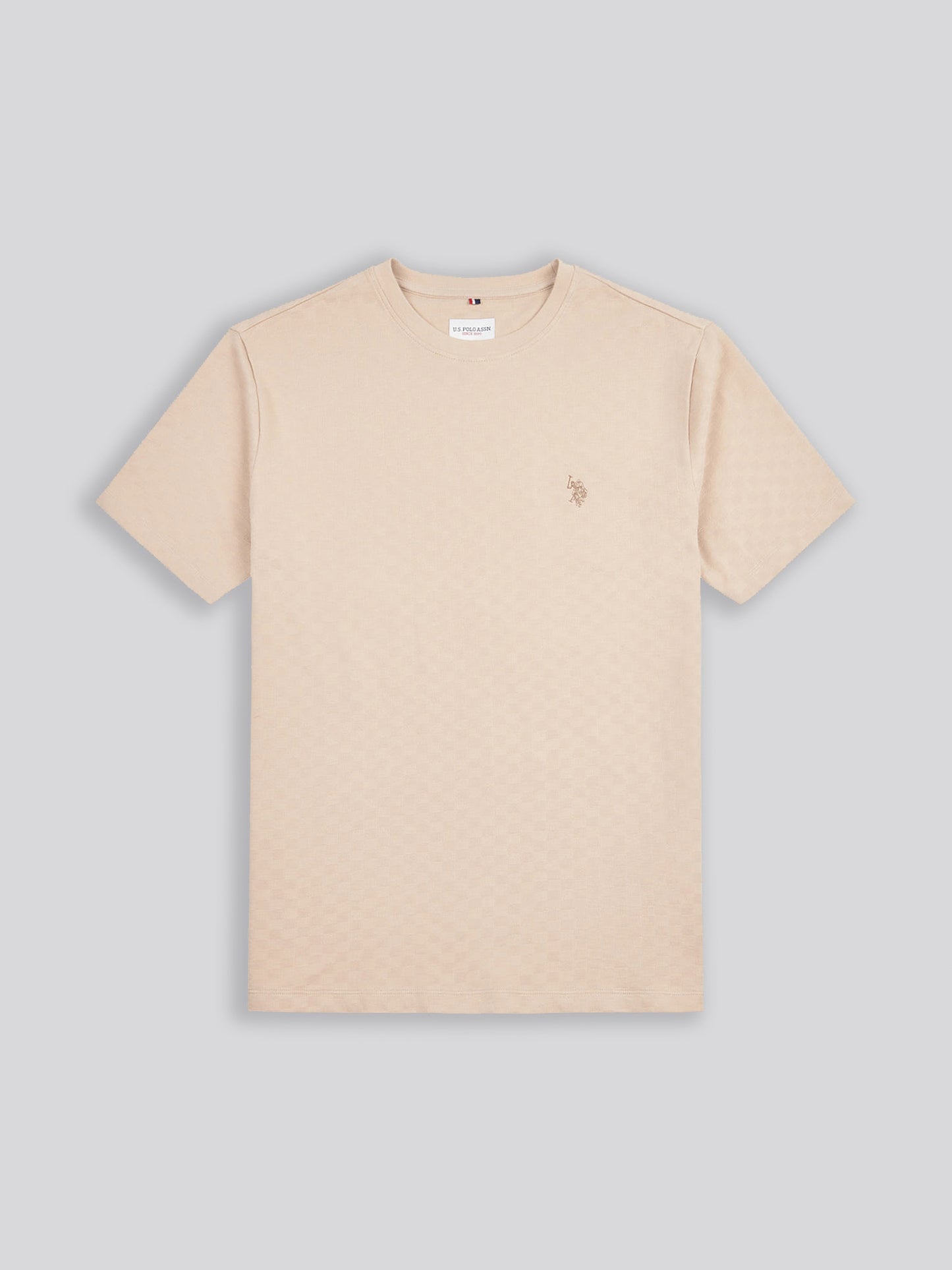 Mens Check Texture T-Shirt in Doeskin