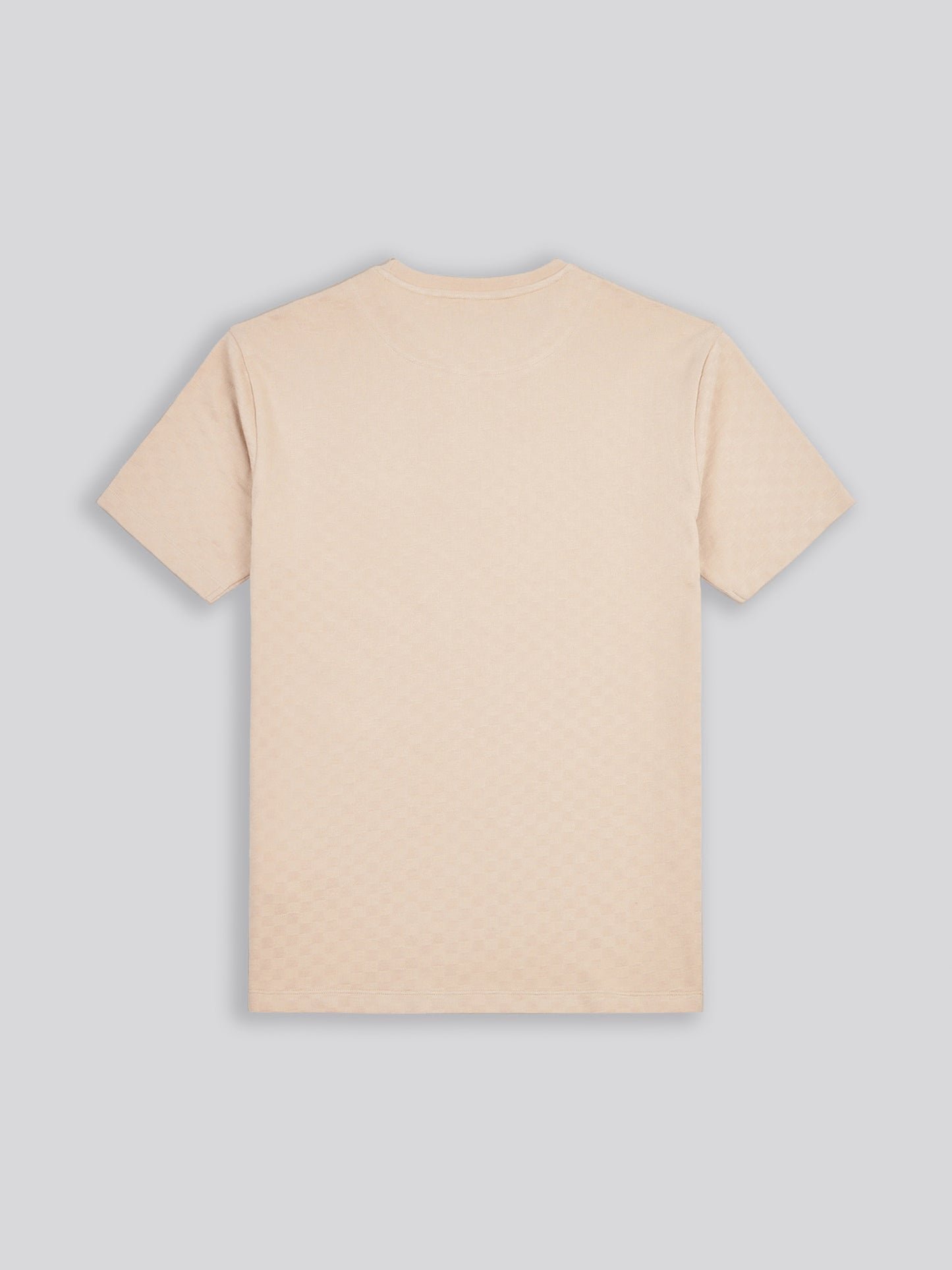 Mens Check Texture T-Shirt in Doeskin