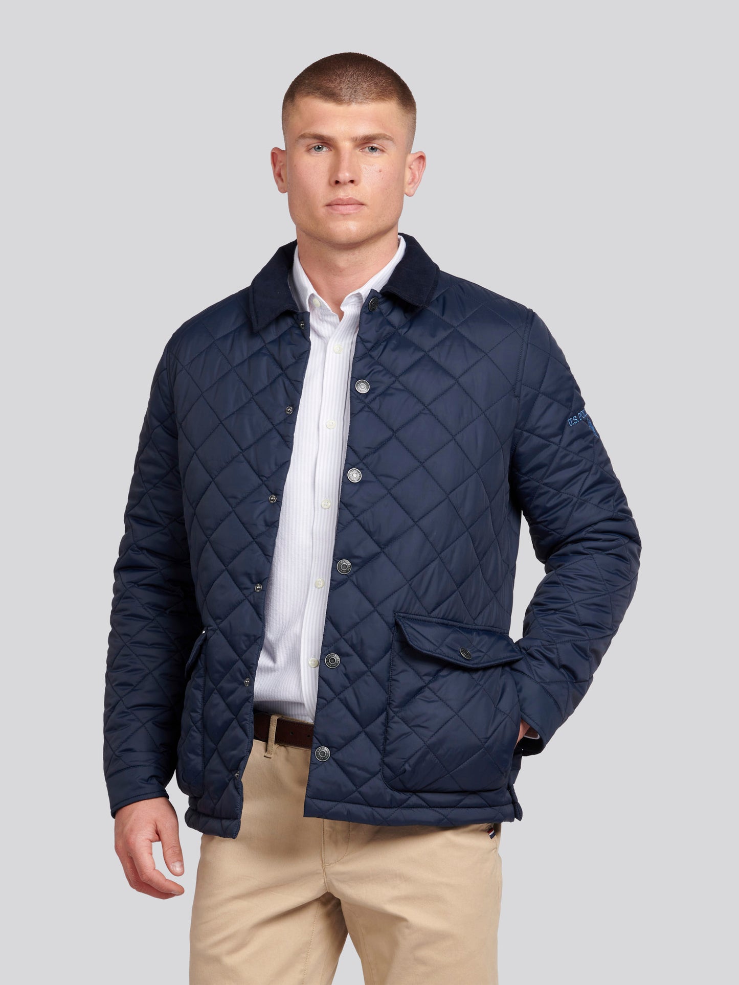 Mens Quilted Collared Jacket in Dark Sapphire Navy