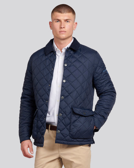 Mens Quilted Collared Jacket in Dark Sapphire Navy