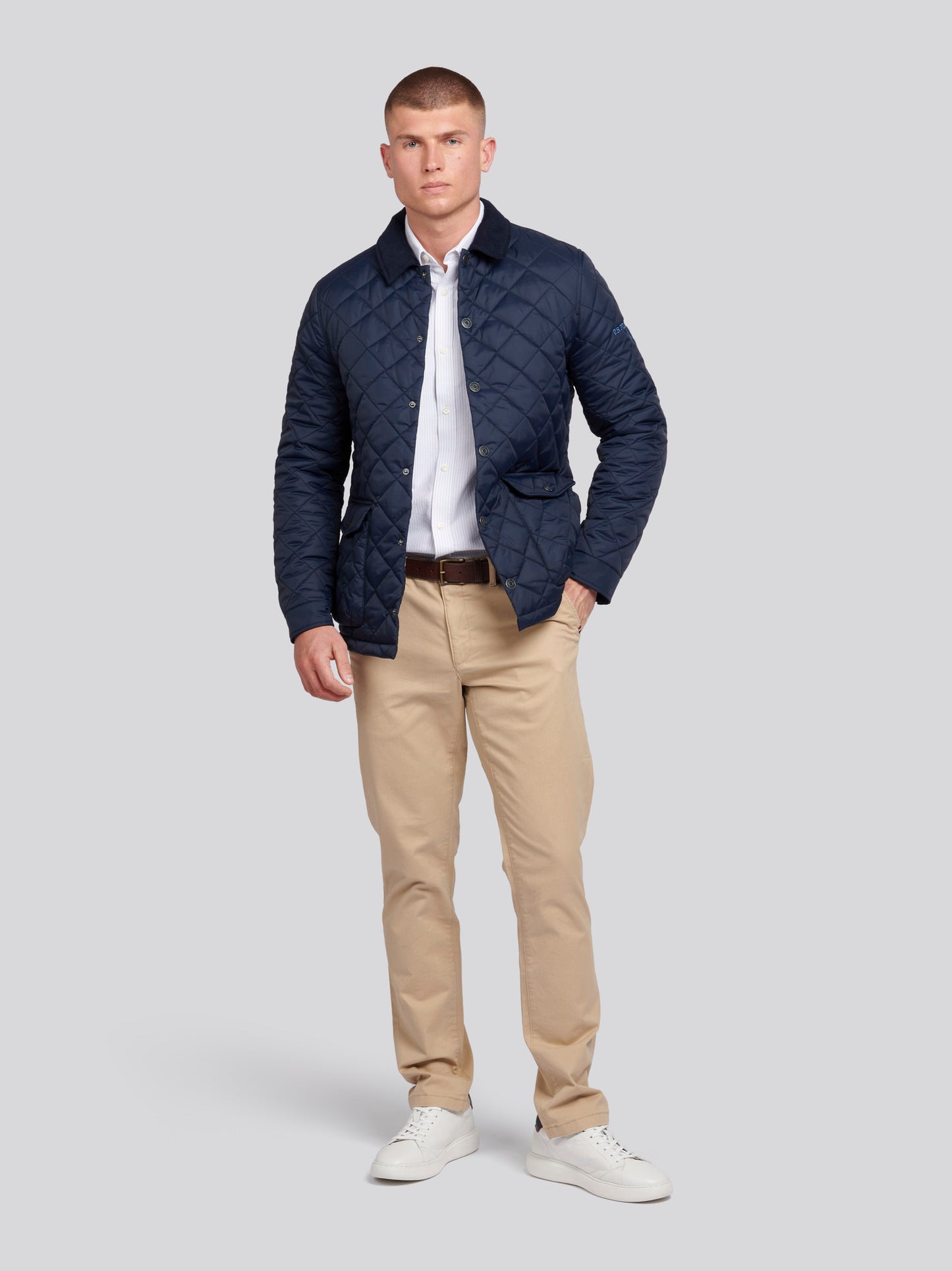 Mens Quilted Collared Jacket in Dark Sapphire Navy