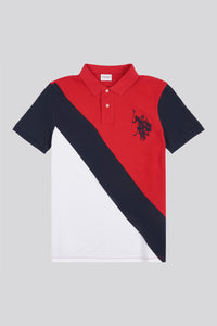Mens Regular Fit Cut & Sew Polo Shirt in Haute Red
