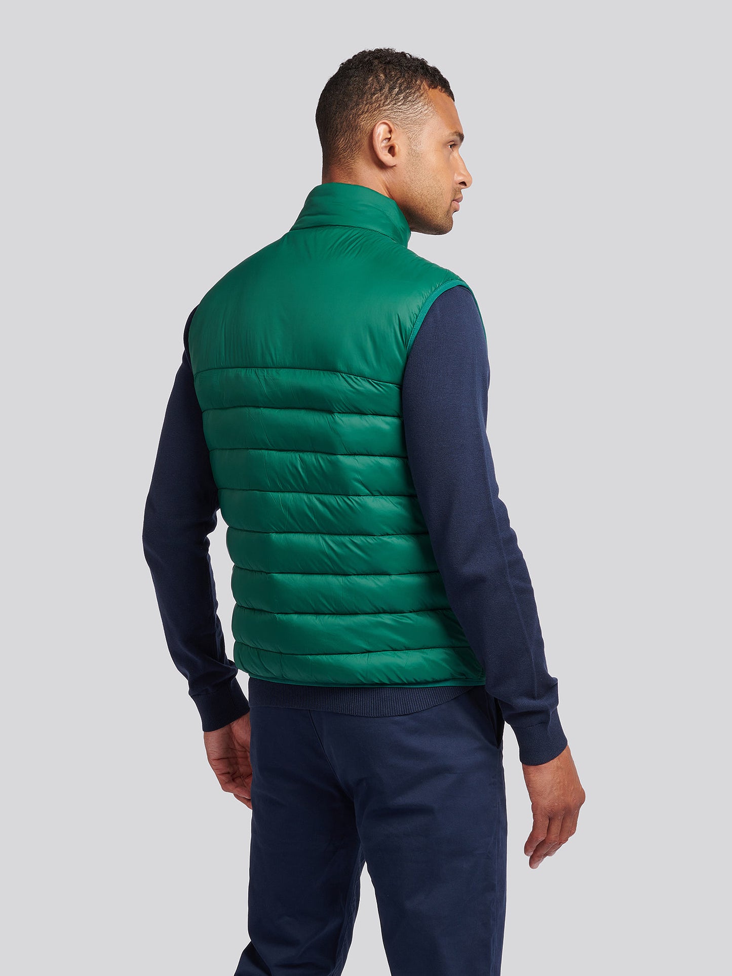 Mens Panelled Quilted Gilet in Rain Forest