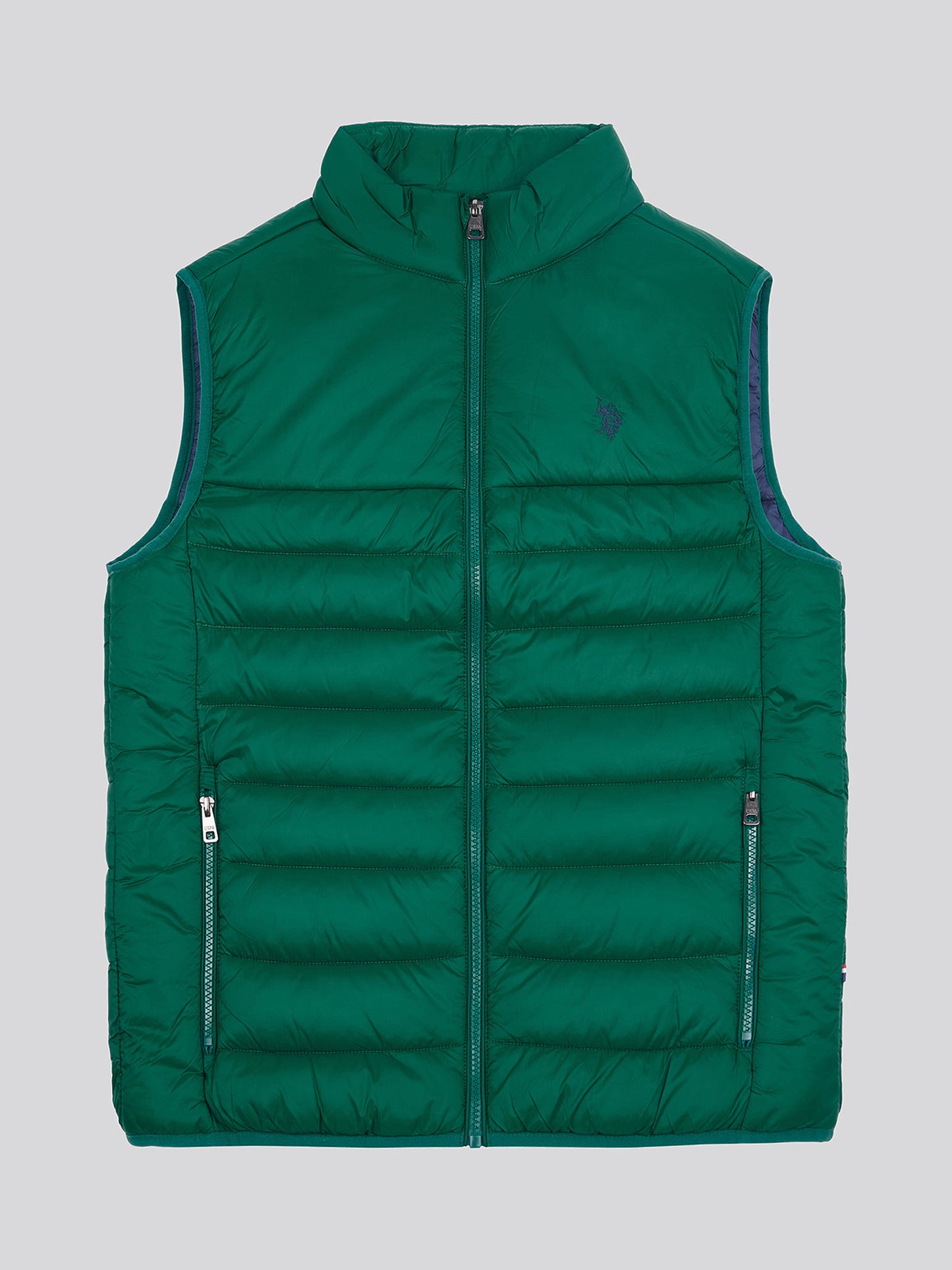 Mens Panelled Quilted Gilet in Rain Forest