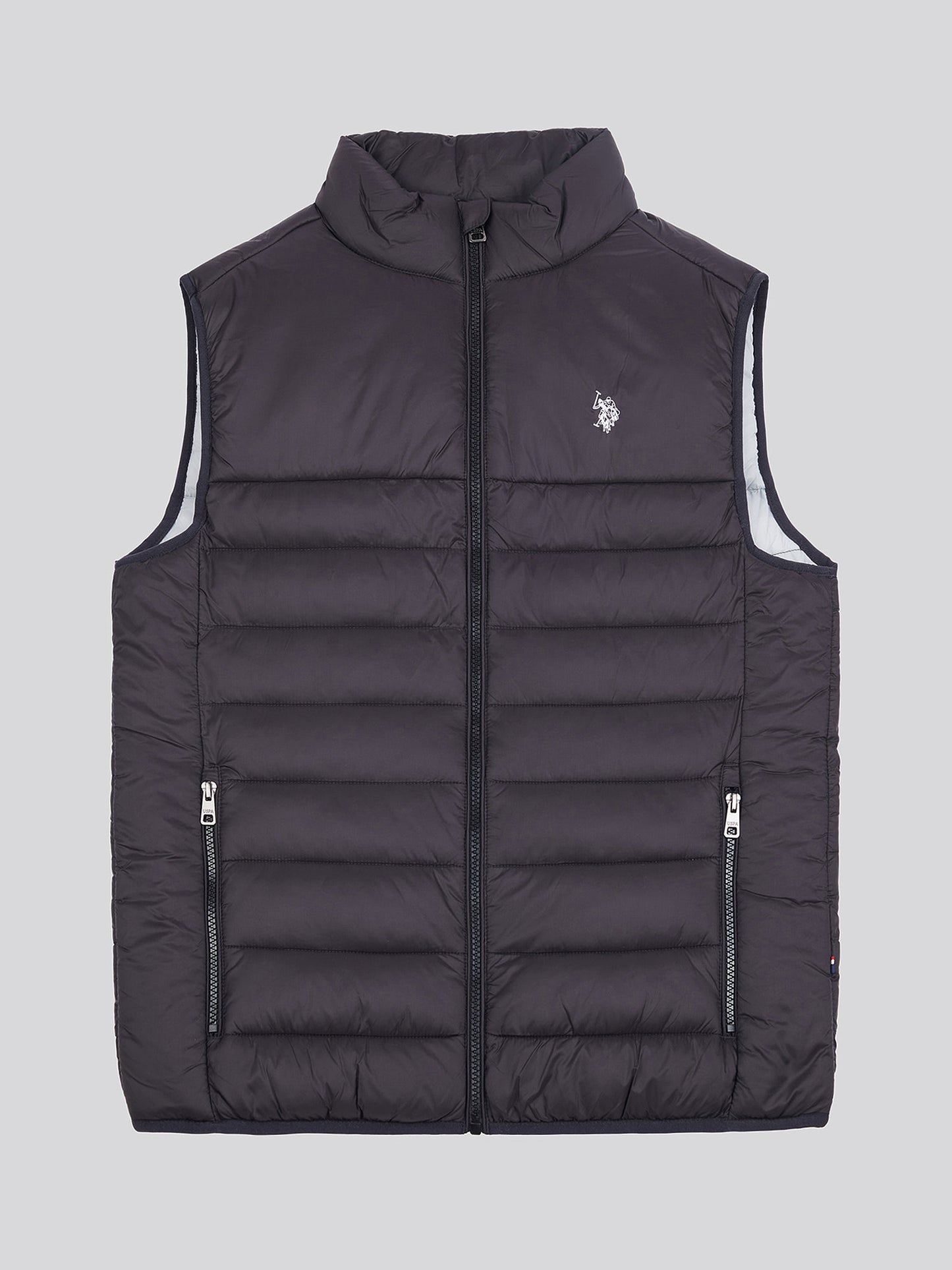 Mens Panelled Quilted Gilet in Black Bright White DHM