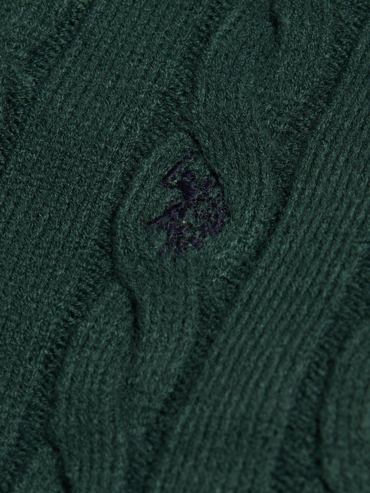 Mens Cable Knit Crew Neck Jumper Green Gables