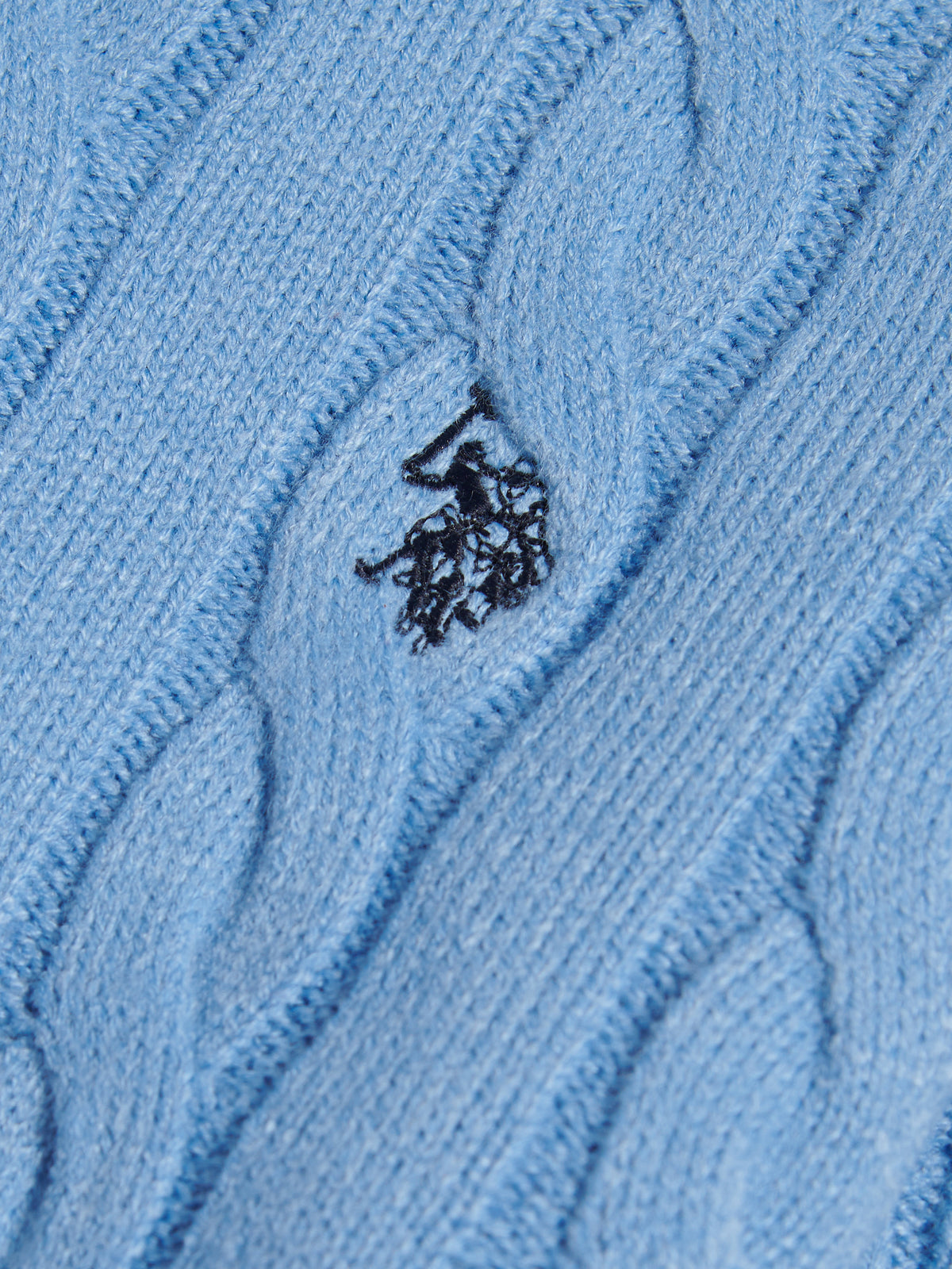 Mens Cable Knit Crew Neck Jumper Ashleigh Blue