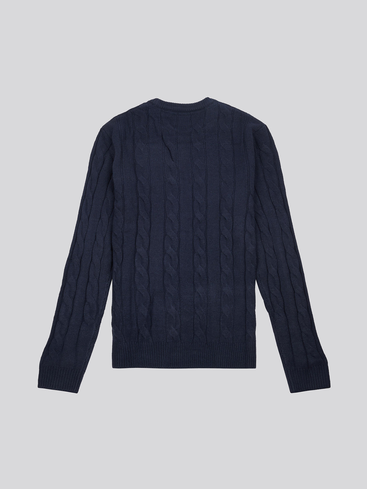 Mens Cable Knit Crew Neck Jumper Dark Sapphire Navy / Moonlight Blue DHM
