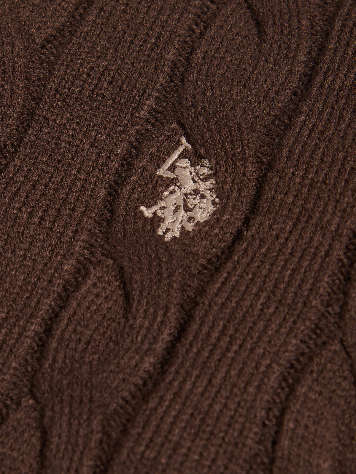 Mens Cable Knit Crew Neck Jumper Bracken