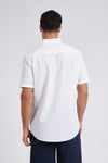 Mens Seersucker Short Sleeve Shirt in Bright White