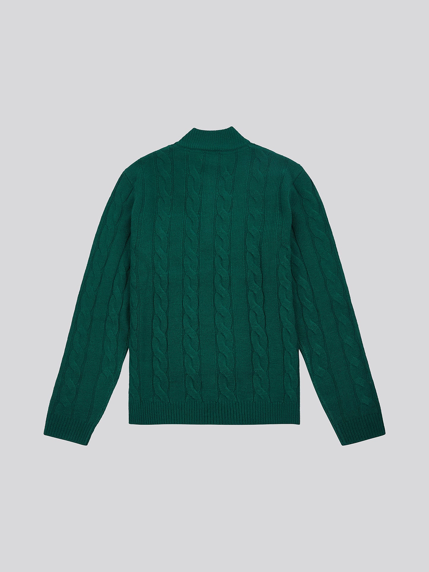 Mens Cable Knit Funnel Neck in Rain Forest