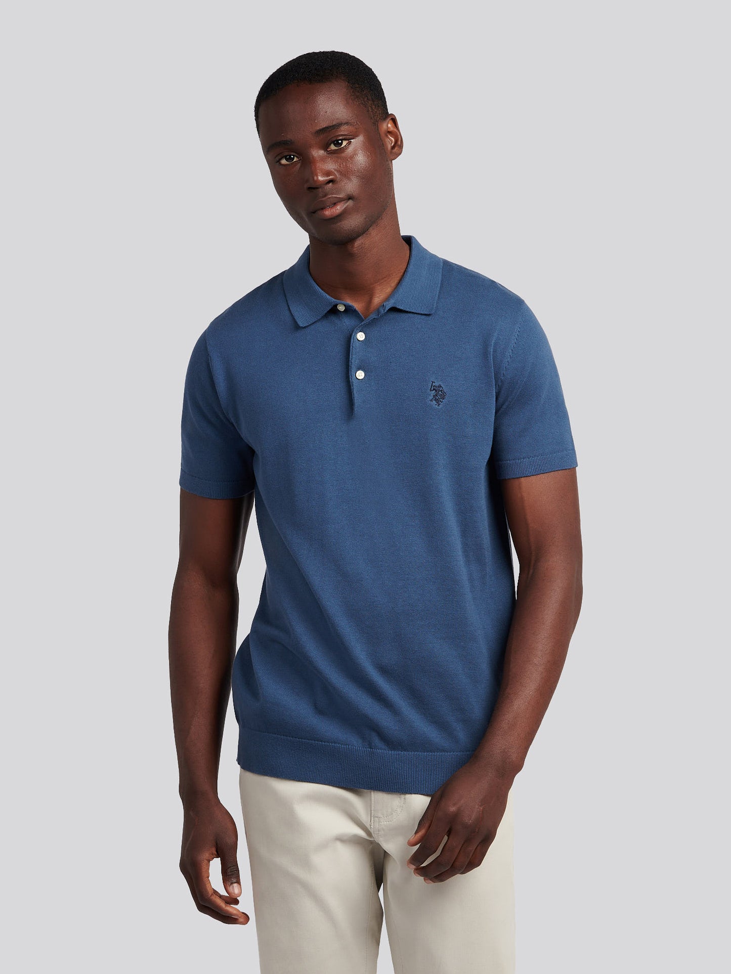 Mens Combed Cotton Polo Shirt in Vintage Indigo