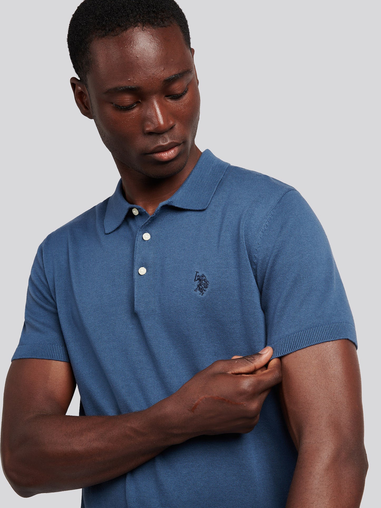 Mens Combed Cotton Polo Shirt in Vintage Indigo