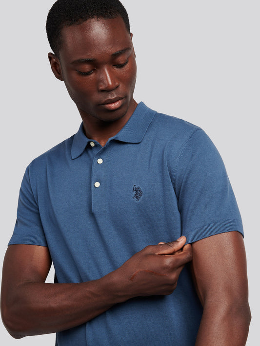 Mens Combed Cotton Polo Shirt in Vintage Indigo