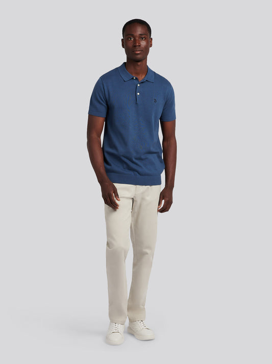 Mens Combed Cotton Polo Shirt in Vintage Indigo