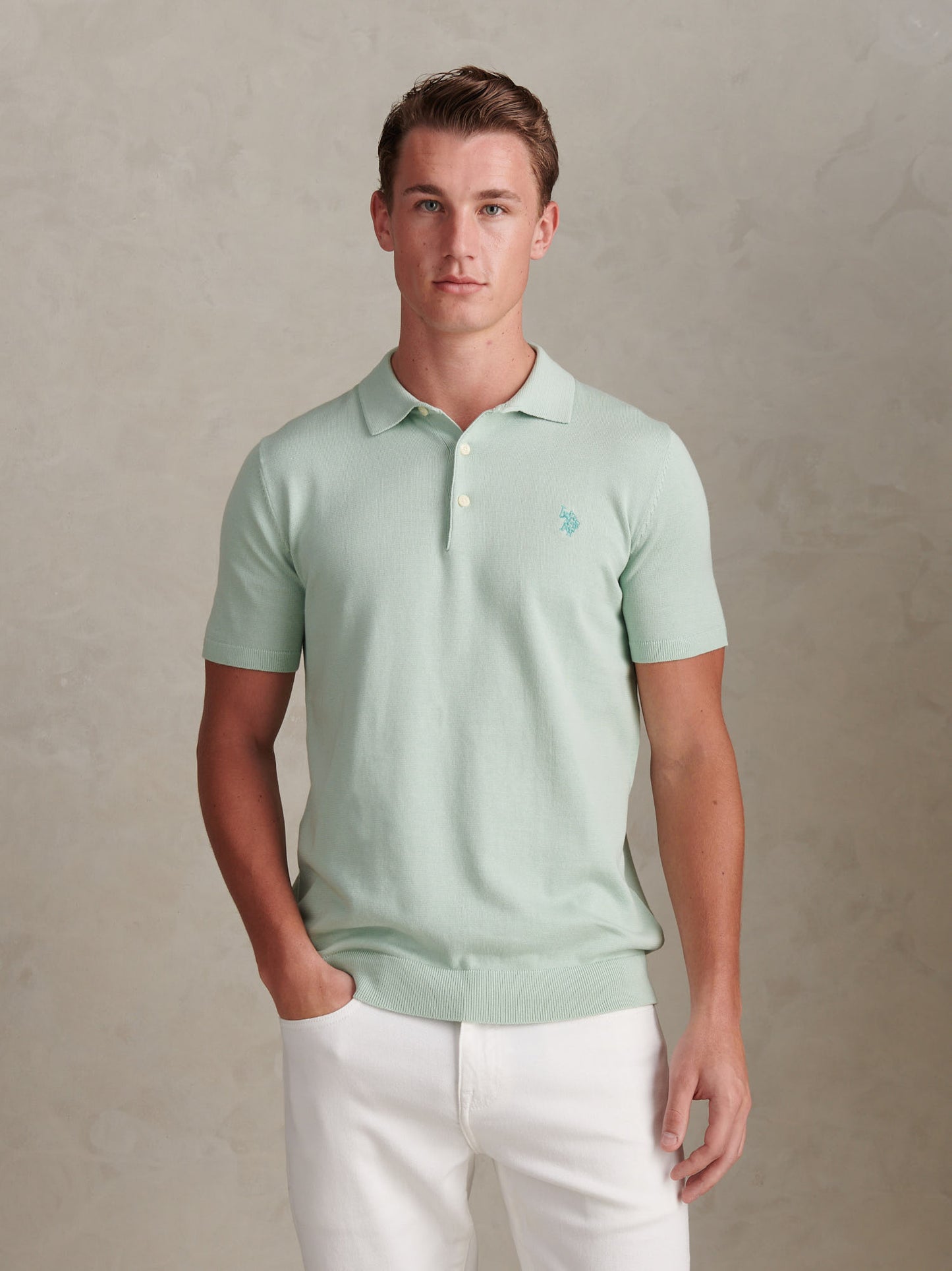 Mens Combed Cotton Polo Shirt Aqua Foam