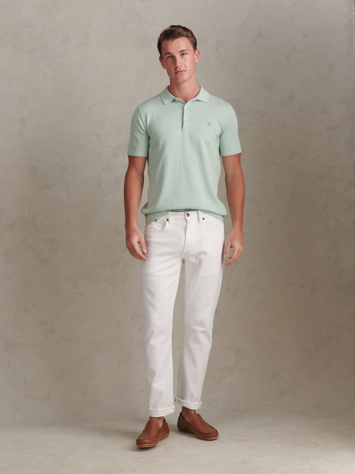 Mens Combed Cotton Polo Shirt Aqua Foam