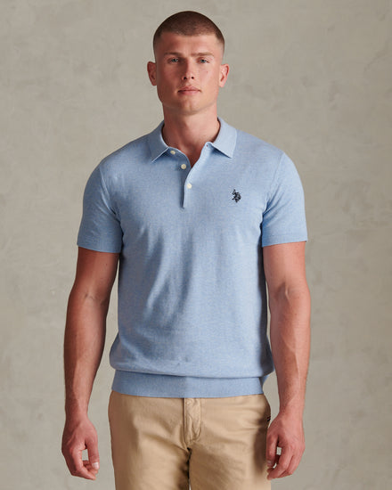 Mens Combed Cotton Polo Shirt Parisian Blue Marl