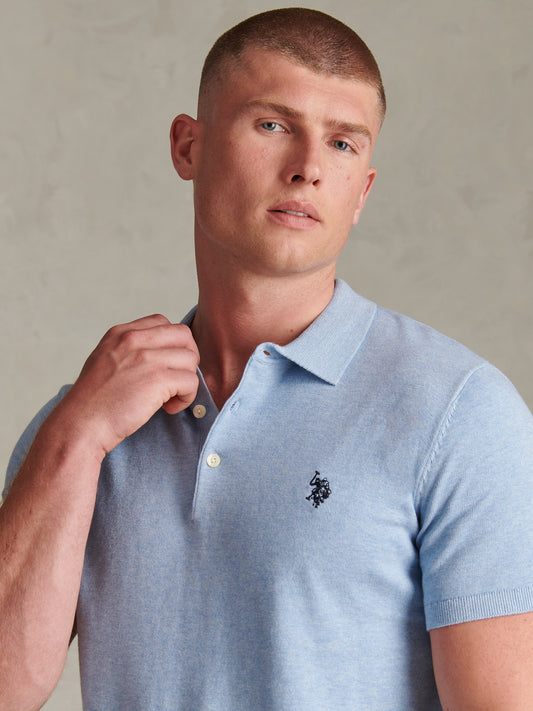 Mens Combed Cotton Polo Shirt Parisian Blue Marl