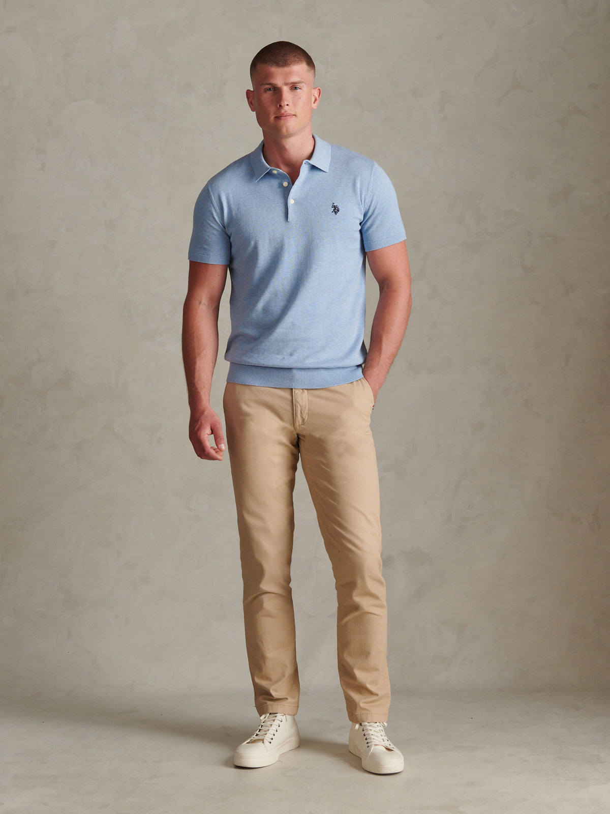 Mens Combed Cotton Polo Shirt Parisian Blue Marl