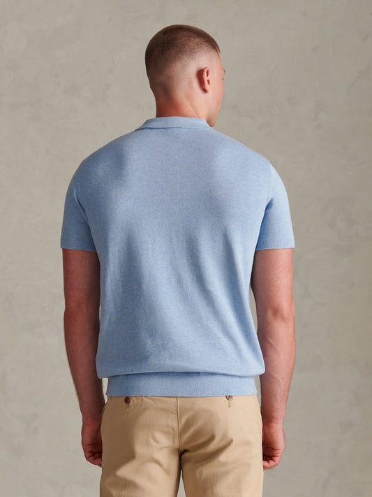Mens Combed Cotton Polo Shirt Parisian Blue Marl