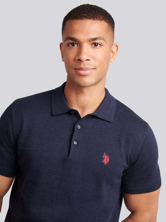Mens Combed Cotton Polo Shirt Dark Sapphire Navy / Haute Red DHM