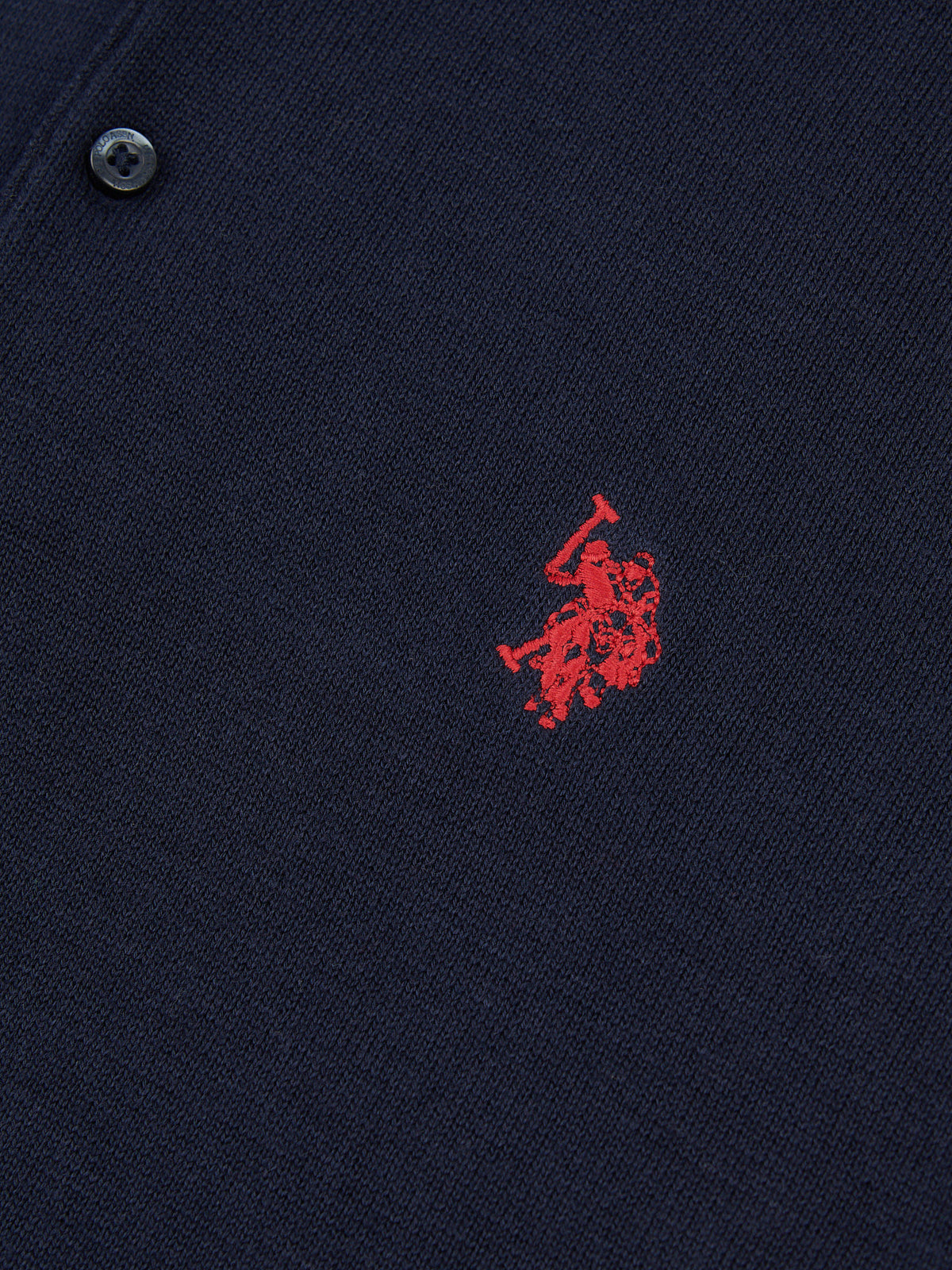 Mens Combed Cotton Polo Shirt Dark Sapphire Navy / Haute Red DHM