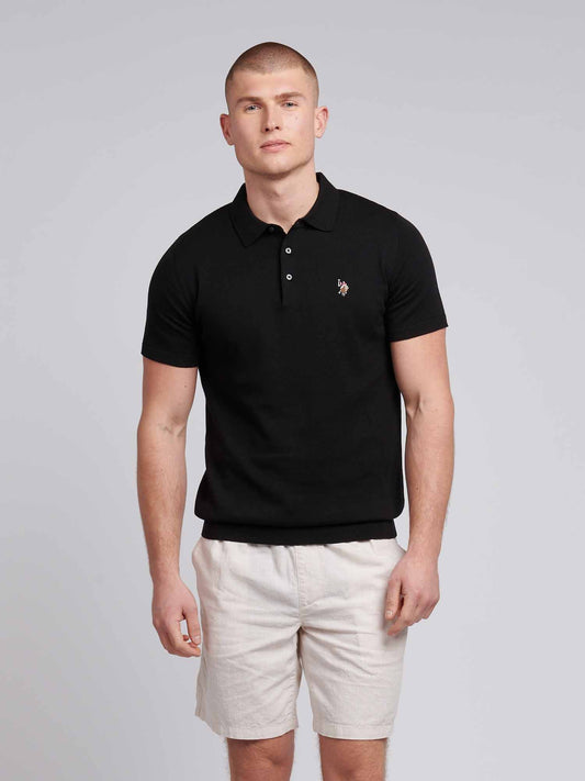 Mens Combed Cotton Polo Shirt in Black / Multicolour DHM